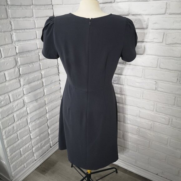 Loft Ladies Size 8 Dark Grey Fit & Flare Back Zip Dress - Picture 2 of 11
